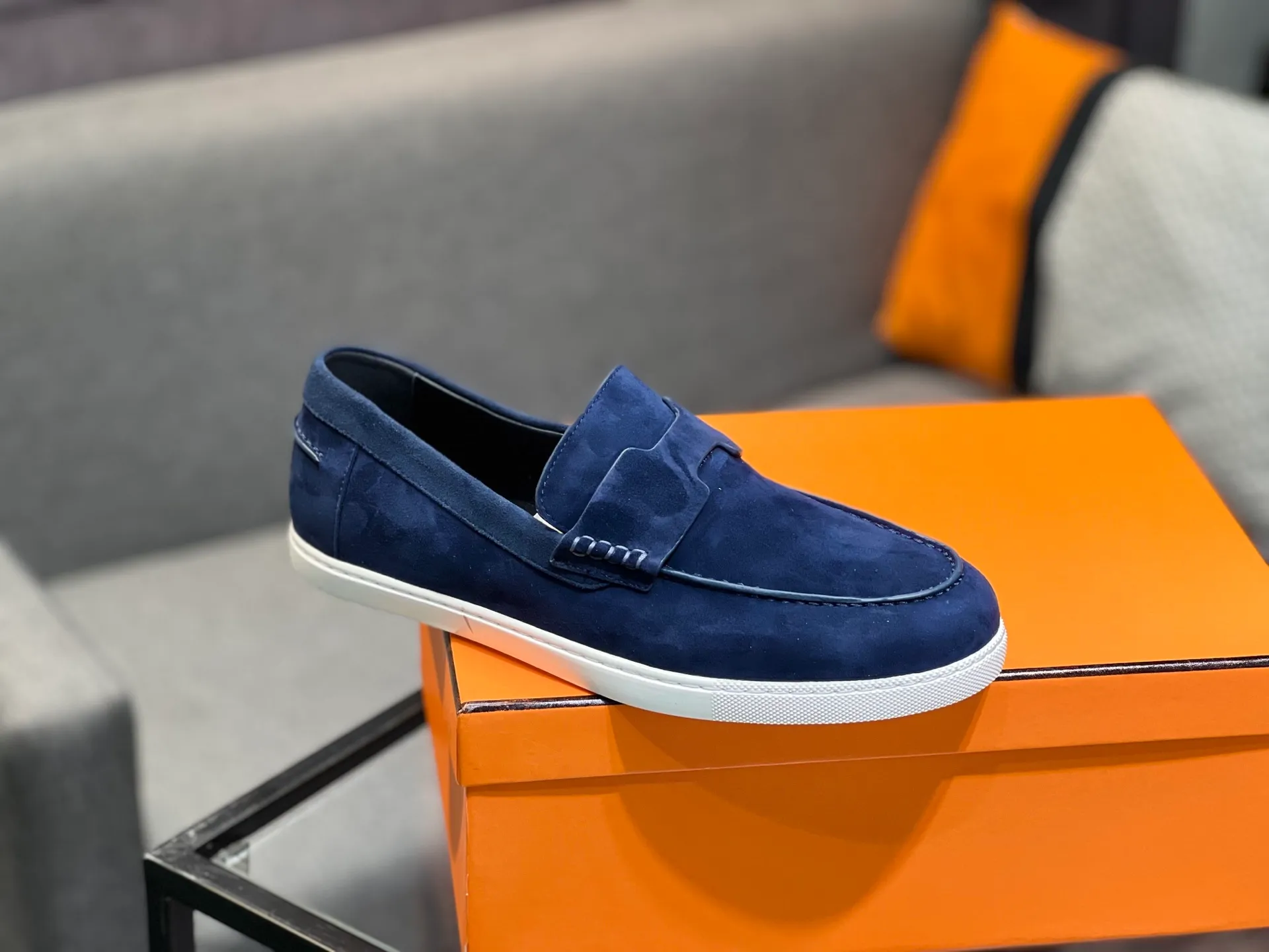 Men's shoes 💰700 [HERMES] Hermès - High-end quality original order 🔍🔍 - Upper: 🔝 cowhide suede splicing design - Inner lining: imported mixed sheepskin - Outsole: TPR foam · Rubber: two-color combined molding outsole - Super high quality control · Fine workmanship: highlighted (high-end, luxury, grade) -Size: 38-44 (45, 46, can be customized)